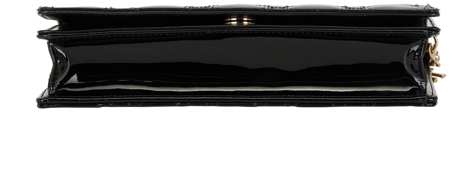 Lady Dior Pouch With Chain, &pound;750, Handbags, Black, Patent Leather, Top view